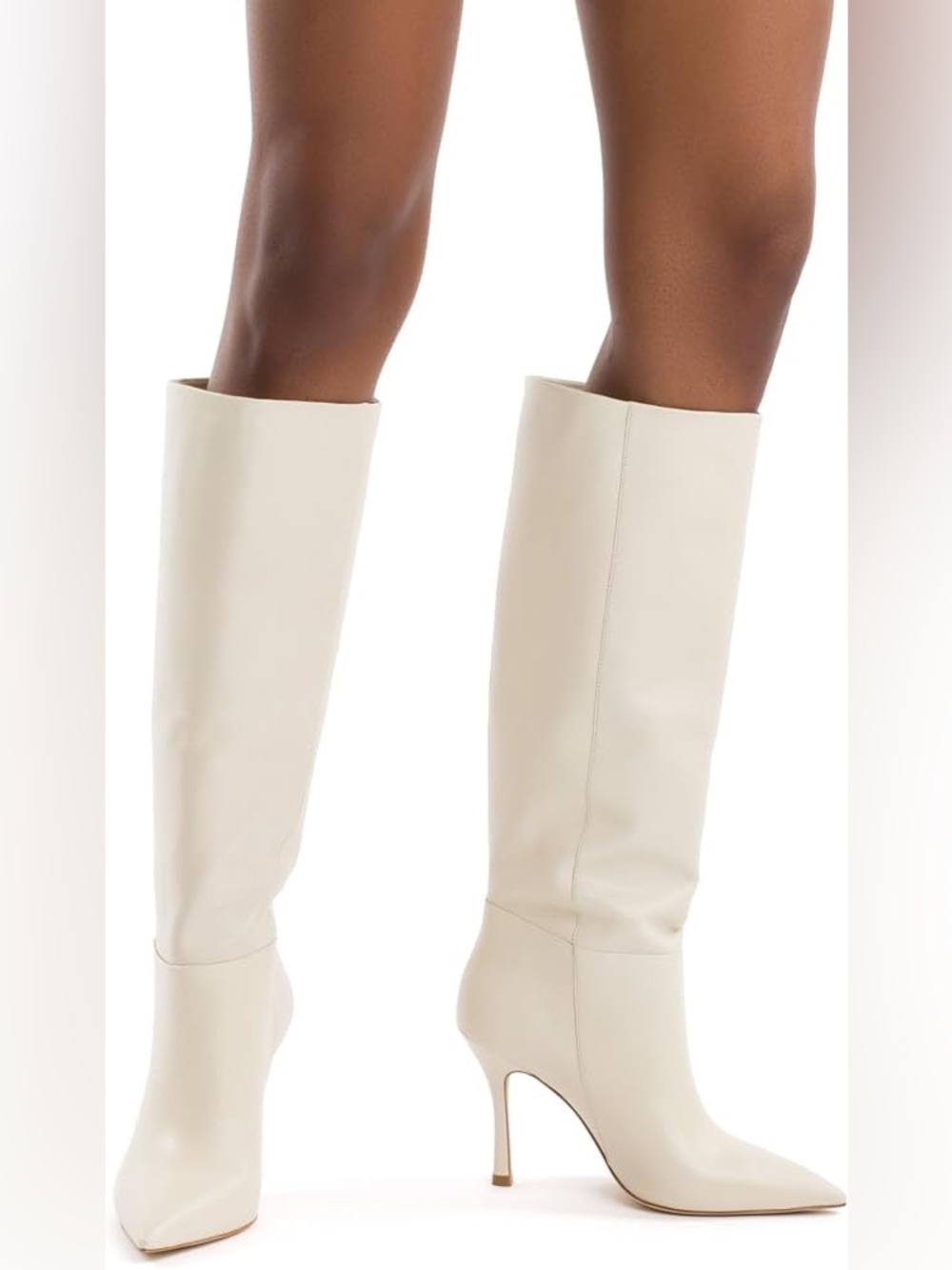 Larroude Kate Heeled Boot In Ivory Leather 9.5